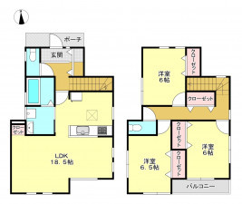 河内郡上三川町上三川、新築一戸建ての間取り画像です