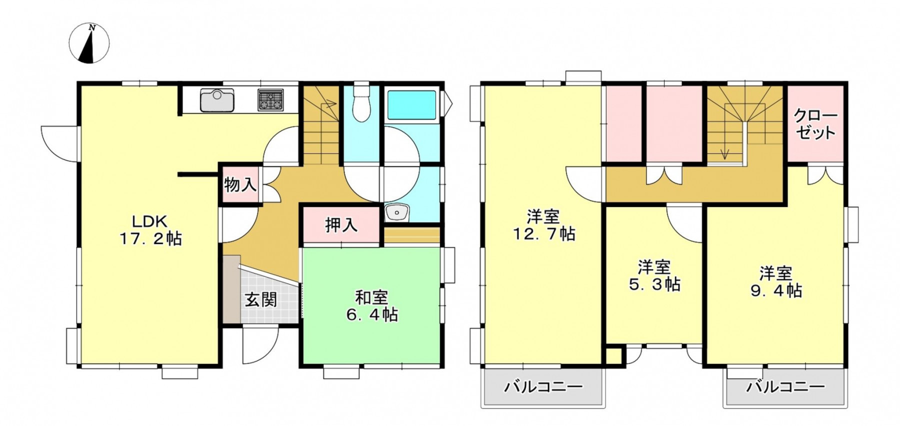 真岡市高勢町、中古一戸建ての間取り画像です