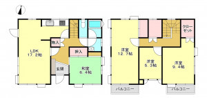 真岡市高勢町、中古一戸建ての間取り画像です
