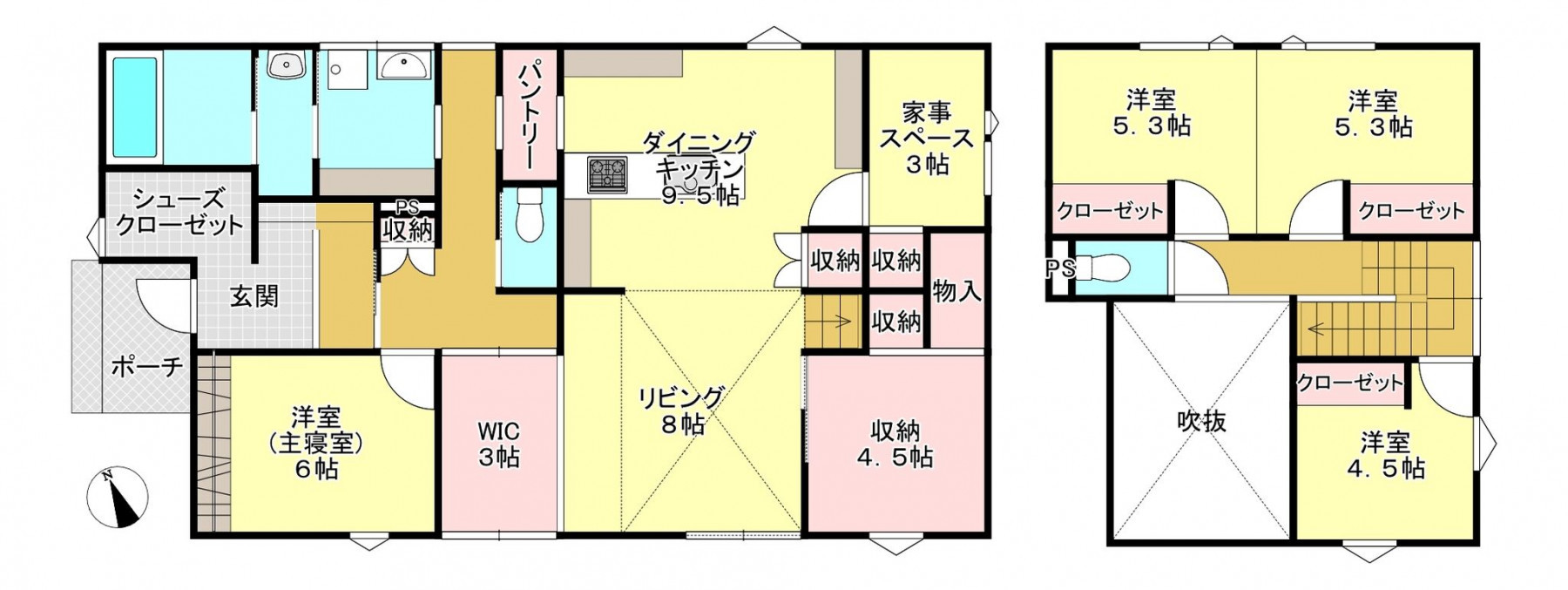 真岡市並木町、中古一戸建ての間取り画像です