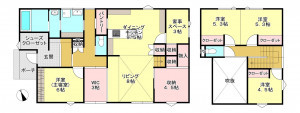 真岡市並木町、中古一戸建ての間取り画像です