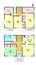 真岡市田町、中古一戸建ての間取り画像です