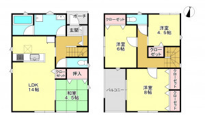 真岡市熊倉、新築一戸建ての間取り画像です