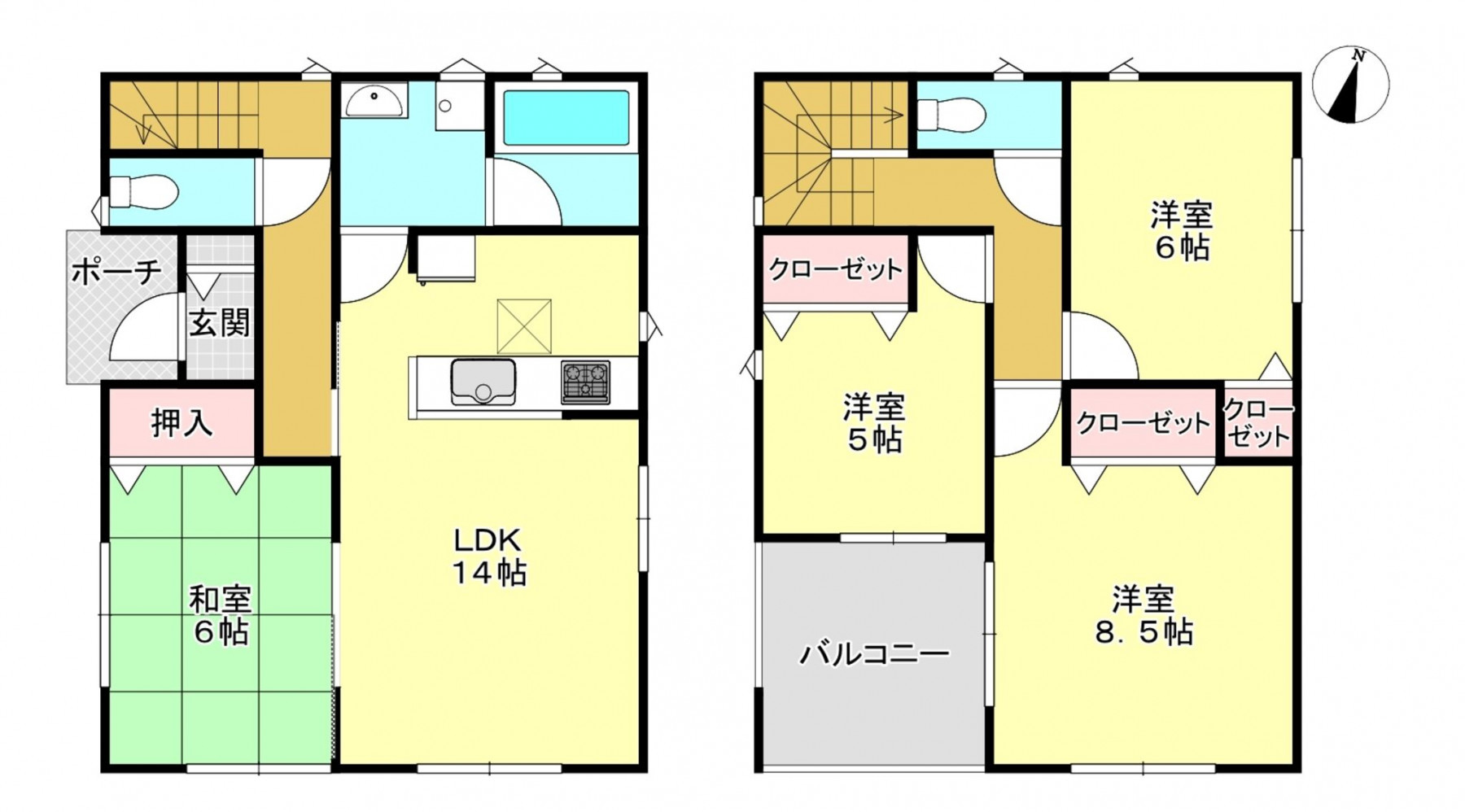 真岡市熊倉、新築一戸建ての間取り画像です
