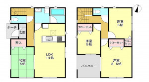 真岡市熊倉、新築一戸建ての間取り画像です