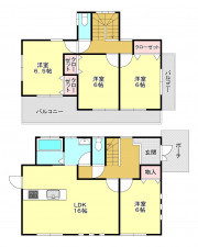 真岡市八木岡、中古一戸建ての間取り画像です