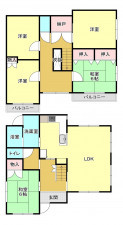 真岡市粕田、中古一戸建ての間取り画像です