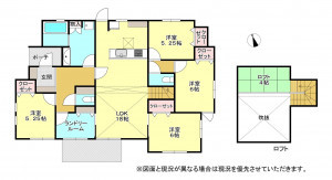 真岡市亀山、新築一戸建ての間取り画像です
