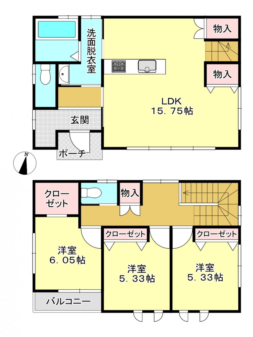 真岡市寺久保、中古一戸建ての間取り画像です