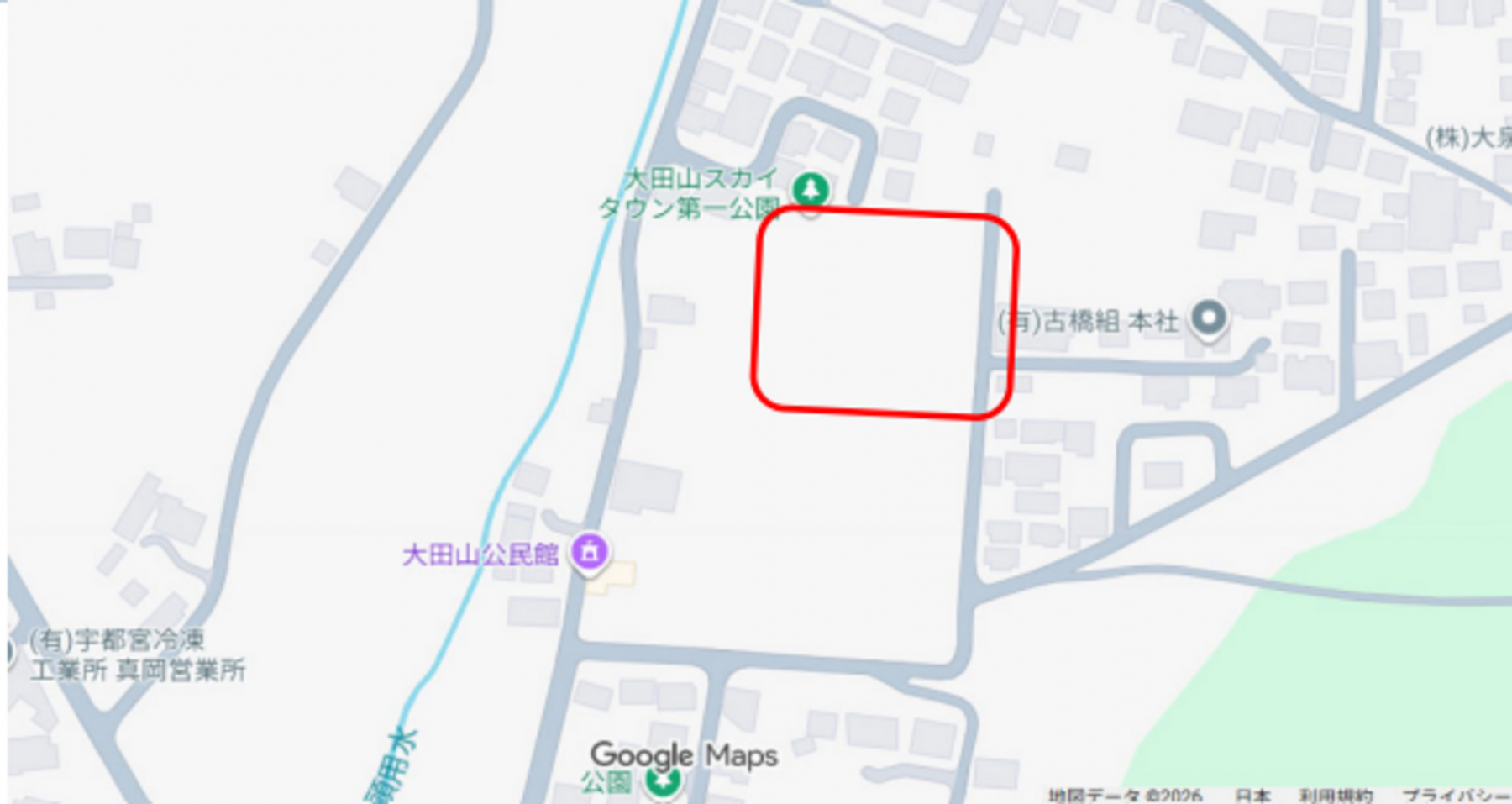 真岡市西郷、土地の地図画像です