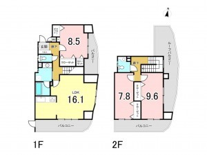 仙台市若林区河原町、マンションの間取り画像です