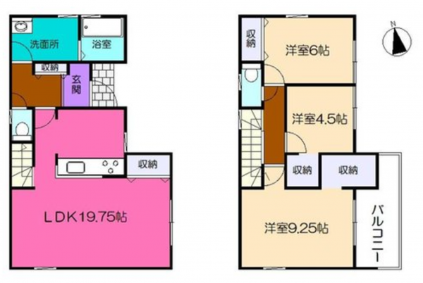 仙台市若林区五十人町、新築一戸建ての間取り画像です