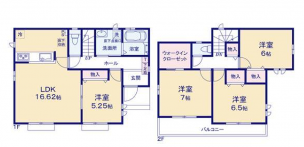 仙台市若林区今泉、新築一戸建ての間取り画像です