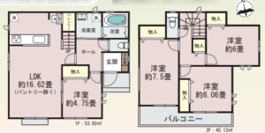 仙台市若林区今泉、新築一戸建ての間取り画像です