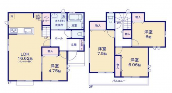 仙台市若林区今泉、新築一戸建ての間取り画像です