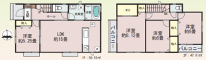 仙台市若林区中倉、新築一戸建ての間取り画像です