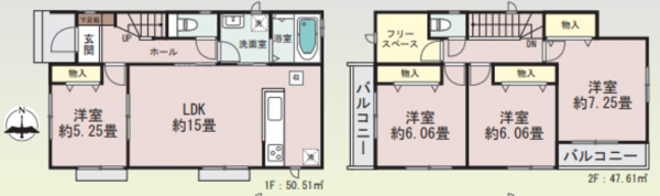 仙台市若林区中倉、新築一戸建ての間取り画像です