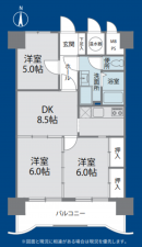 仙台市若林区新寺、マンションの間取り画像です