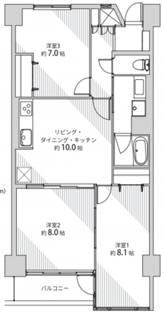 仙台市若林区大和町、マンションの間取り画像です