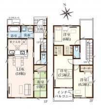 仙台市若林区南染師町、新築一戸建ての間取り画像です