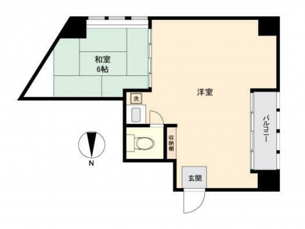 仙台市若林区新寺、マンションの間取り画像です