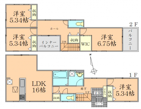 仙台市若林区上飯田、新築一戸建ての間取り画像です