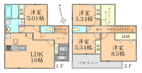 仙台市若林区上飯田、新築一戸建ての間取り画像です