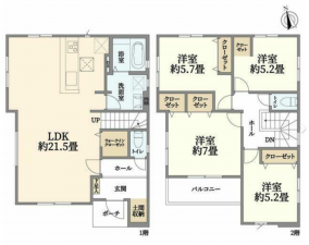 仙台市若林区南染師町、新築一戸建ての間取り画像です