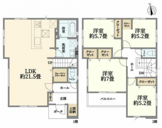 仙台市若林区南染師町、新築一戸建ての間取り画像です
