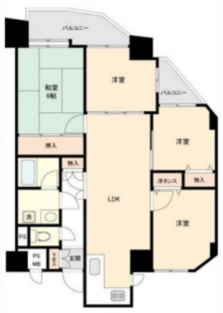 仙台市若林区河原町、収益物件/マンションの間取り画像です