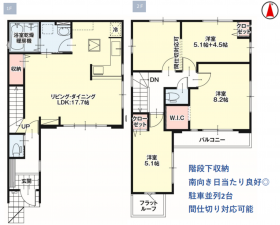 仙台市若林区沖野、新築一戸建ての間取り画像です
