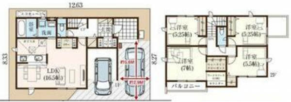 仙台市若林区文化町、新築一戸建ての間取り画像です