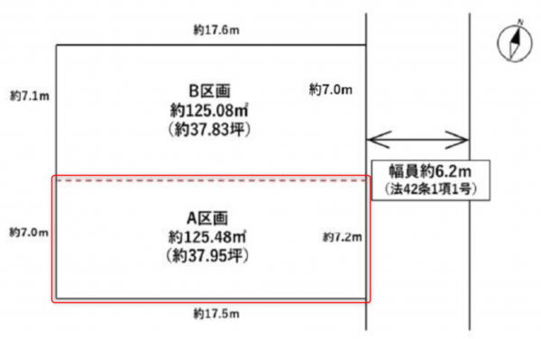 仙台市若林区上飯田、土地の間取り画像です