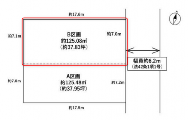 仙台市若林区上飯田、土地の間取り画像です