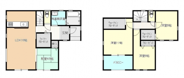 仙台市若林区沖野、新築一戸建ての間取り画像です