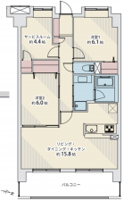 仙台市若林区中倉、マンションの間取り画像です