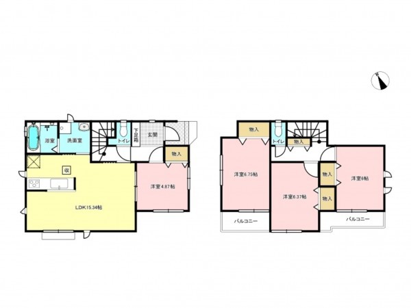 仙台市若林区若林、新築一戸建ての間取り画像です