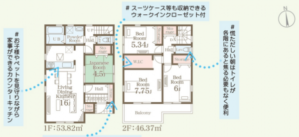 仙台市若林区上飯田、新築一戸建ての間取り画像です