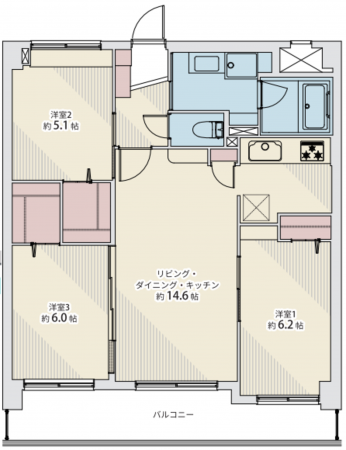 仙台市若林区成田町、マンションの間取り画像です