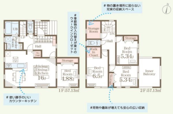 仙台市若林区遠見塚、新築一戸建ての間取り画像です