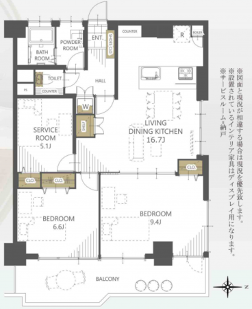 仙台市若林区新寺、マンションの間取り画像です