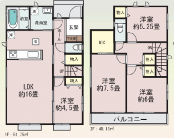 仙台市若林区二軒茶屋、新築一戸建ての間取り画像です