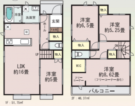 仙台市若林区二軒茶屋、新築一戸建ての間取り画像です