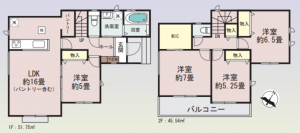 仙台市若林区上飯田、新築一戸建ての間取り画像です