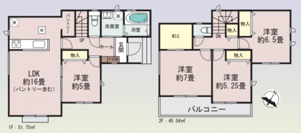 仙台市若林区上飯田、新築一戸建ての間取り画像です