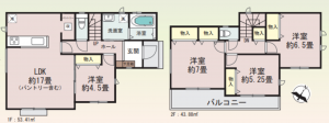 仙台市若林区上飯田、新築一戸建ての間取り画像です