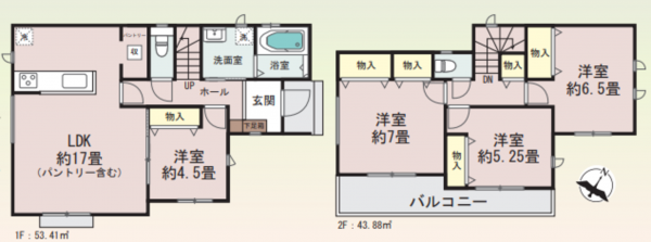 仙台市若林区上飯田、新築一戸建ての間取り画像です