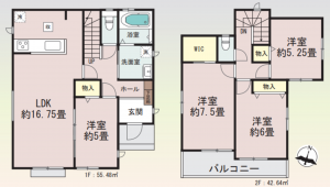 仙台市若林区荒井、新築一戸建ての間取り画像です