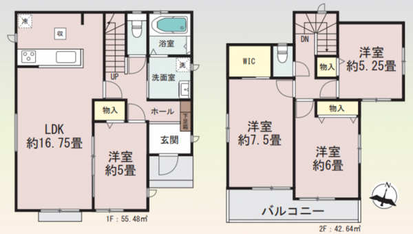 仙台市若林区荒井、新築一戸建ての間取り画像です