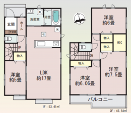 仙台市若林区上飯田、新築一戸建ての間取り画像です